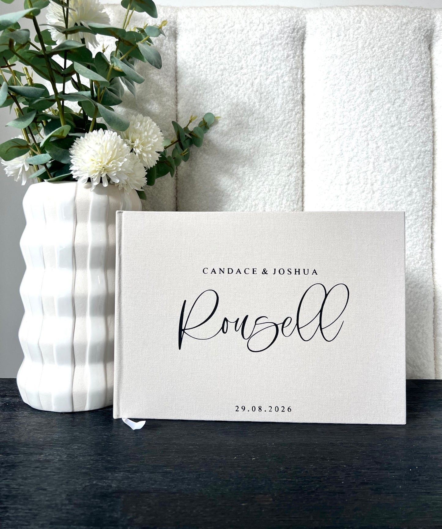 CANDACE - Personalised Linen Guest Book