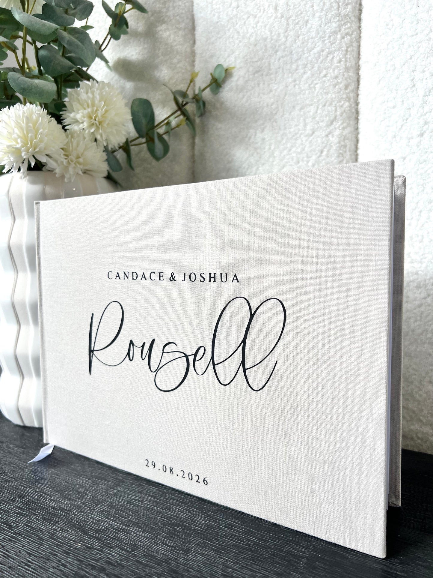 CANDACE - Personalised Linen Guest Book