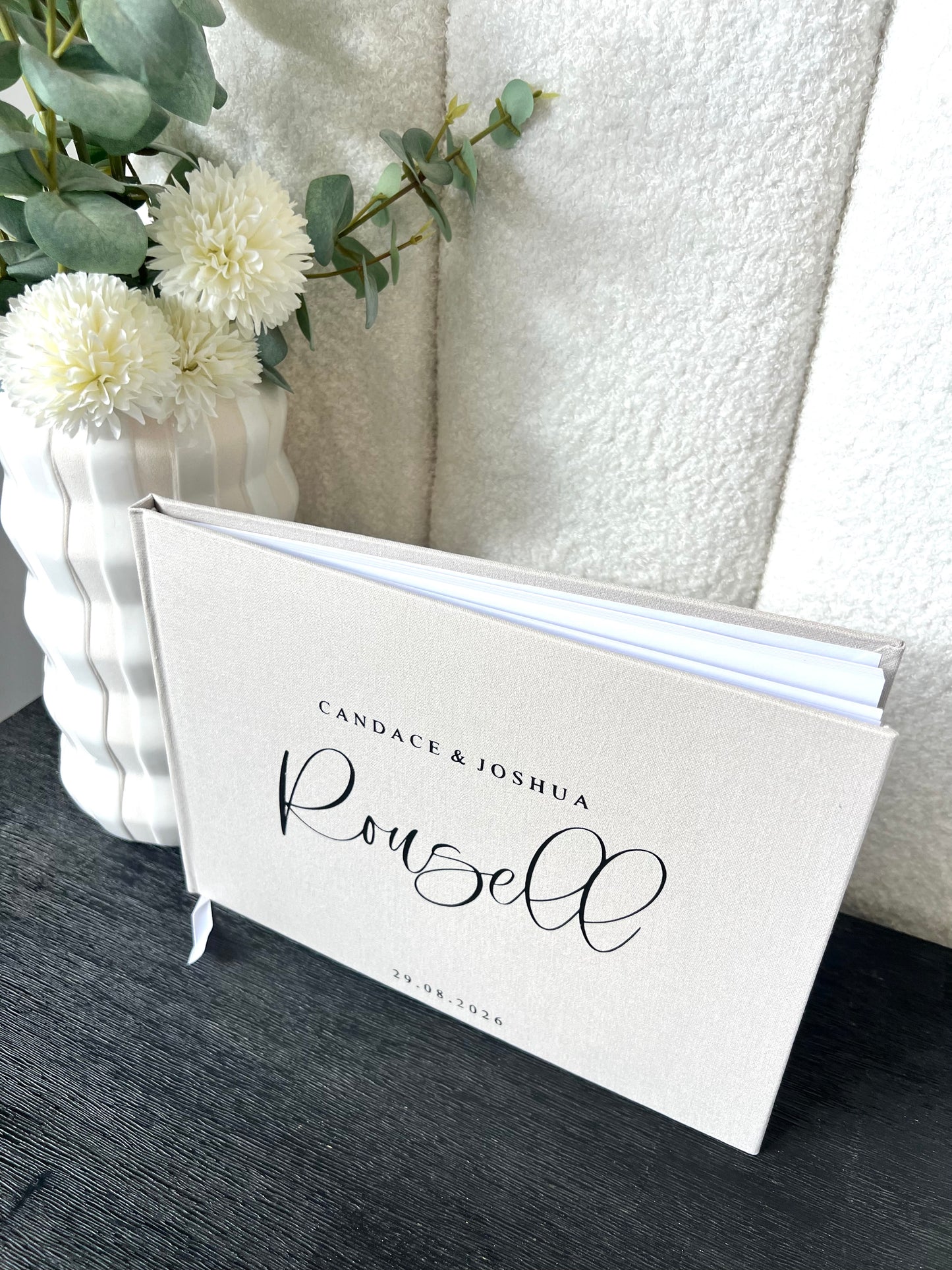 CANDACE - Personalised Linen Guest Book
