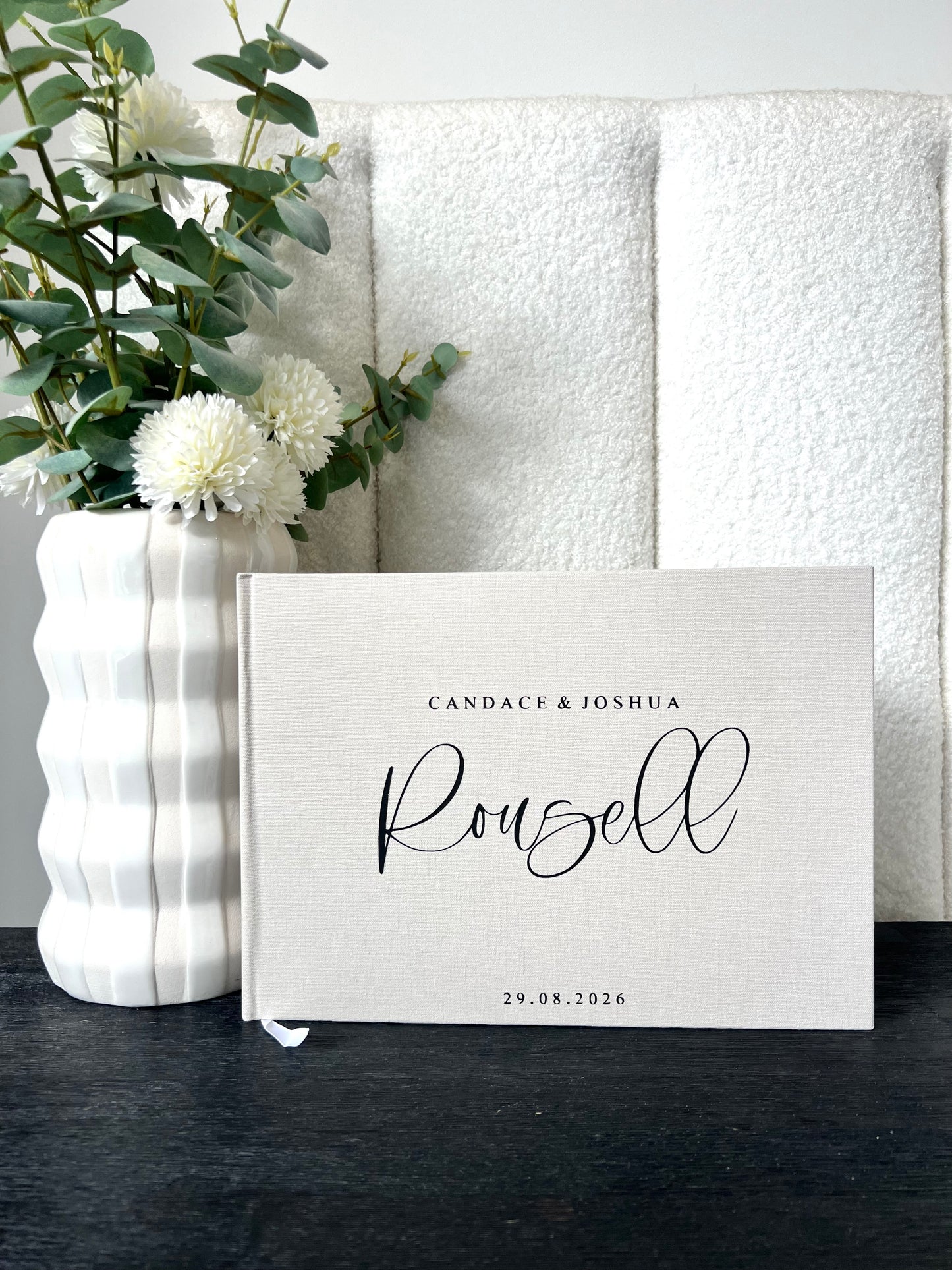 CANDACE - Personalised Linen Guest Book