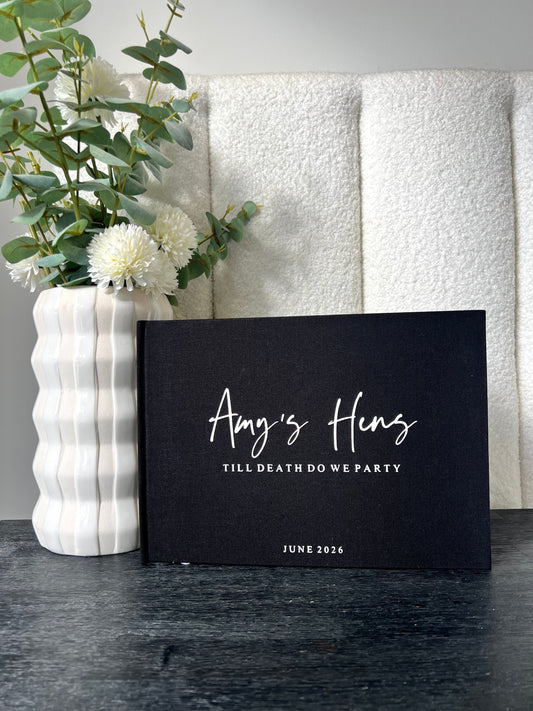 TILL DEATH - Personalised Linen Guest Book
