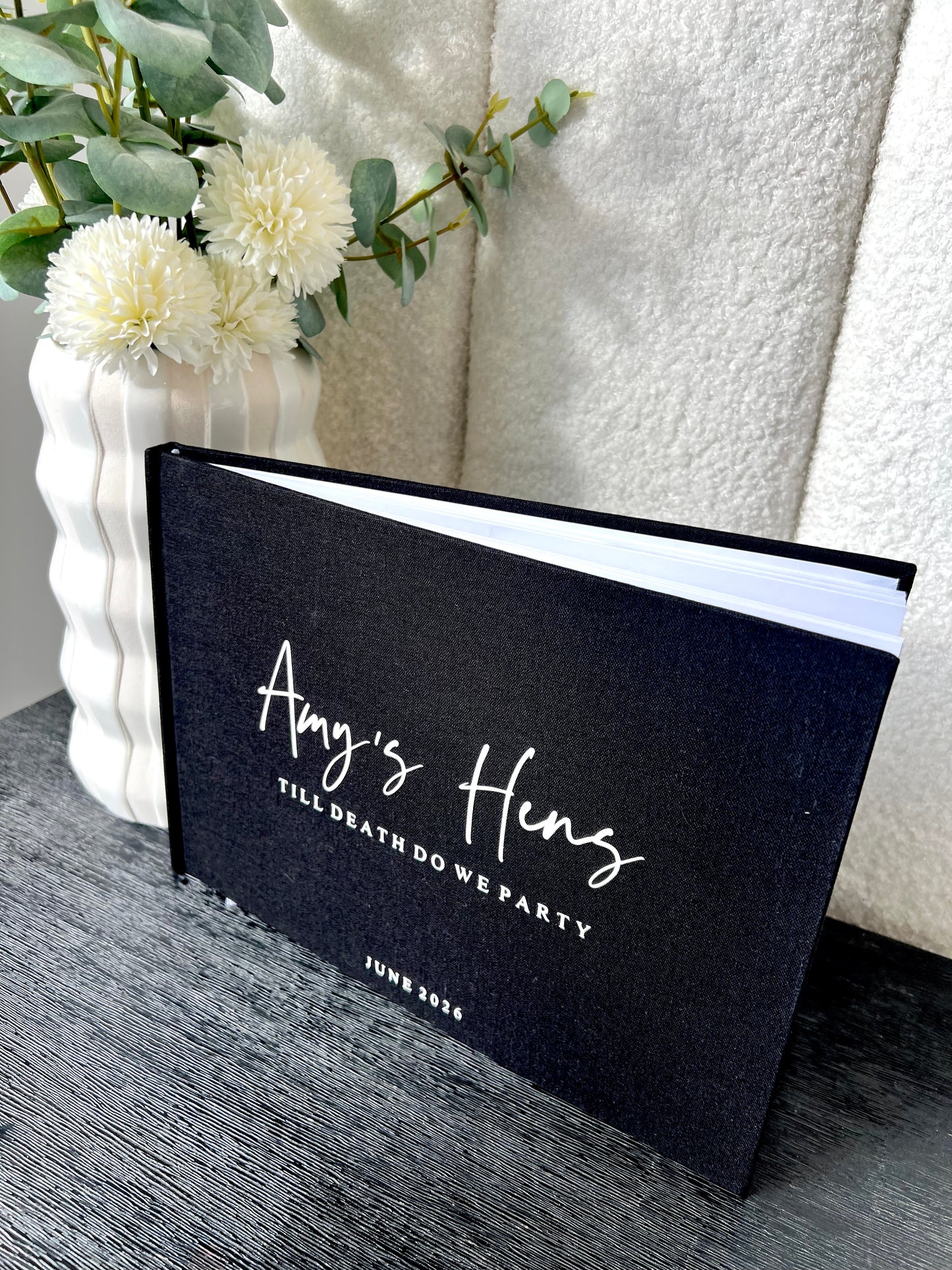 TILL DEATH - Personalised Linen Guest Book