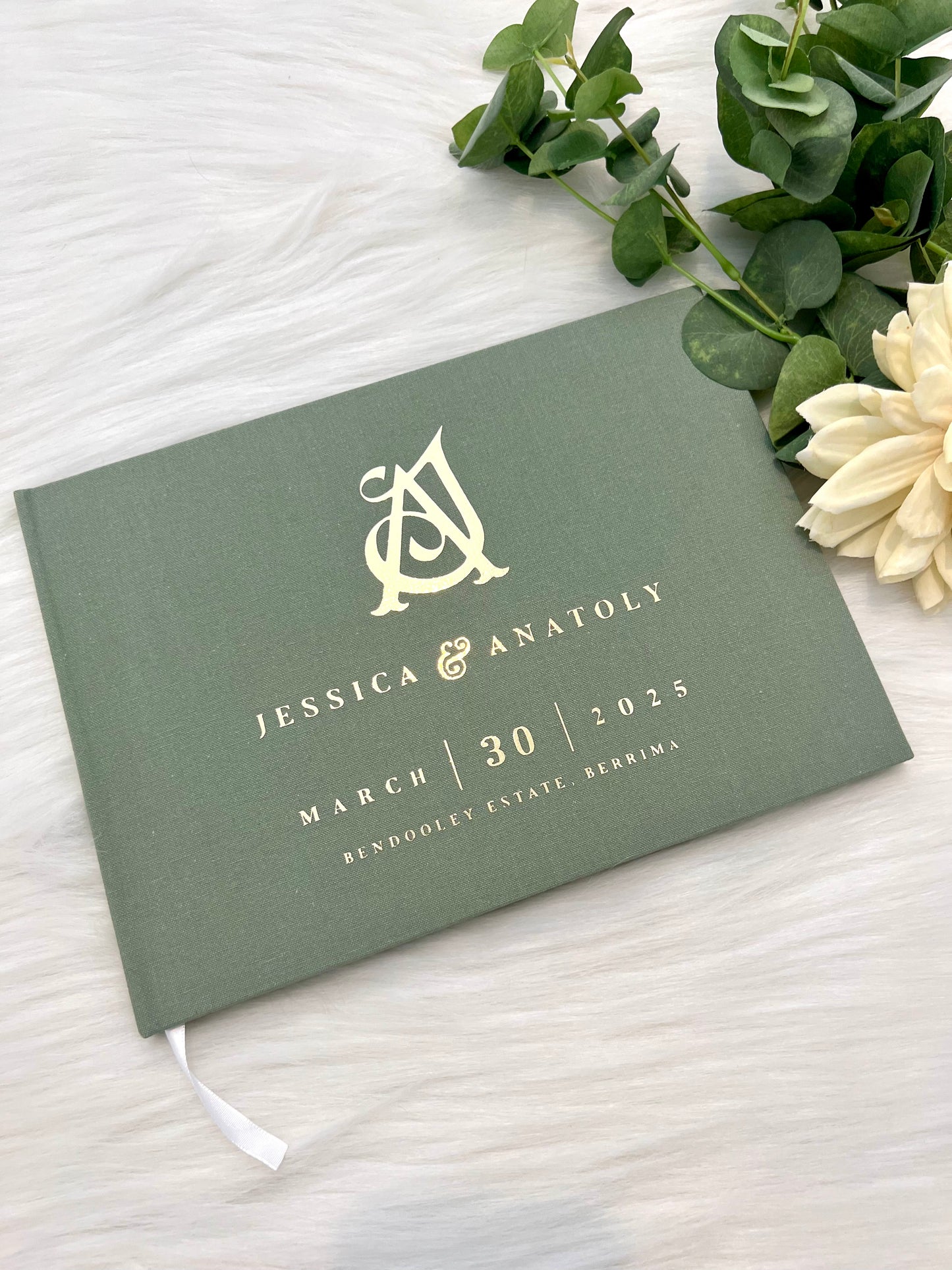 JESSICA - Personalised Linen Guest Book