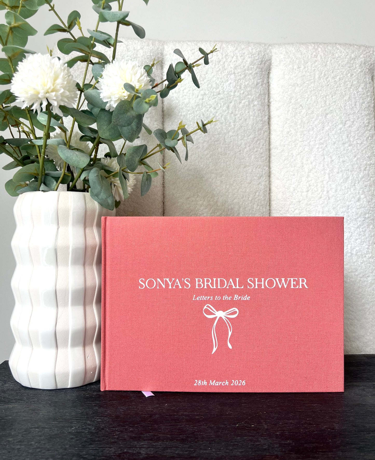 BOW BRIDAL SHOWER - Personalised Linen Guest Book