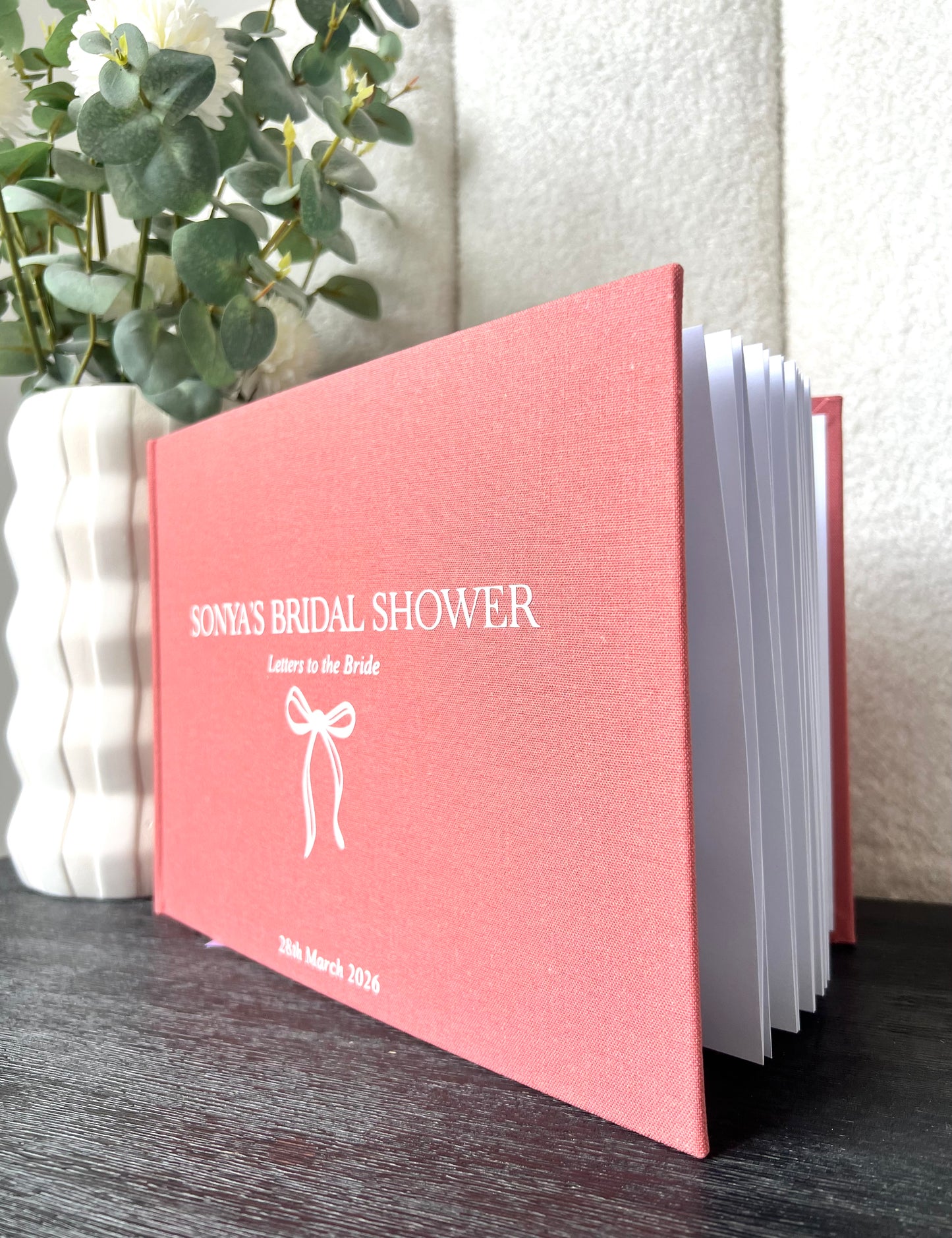 BOW BRIDAL SHOWER - Personalised Linen Guest Book