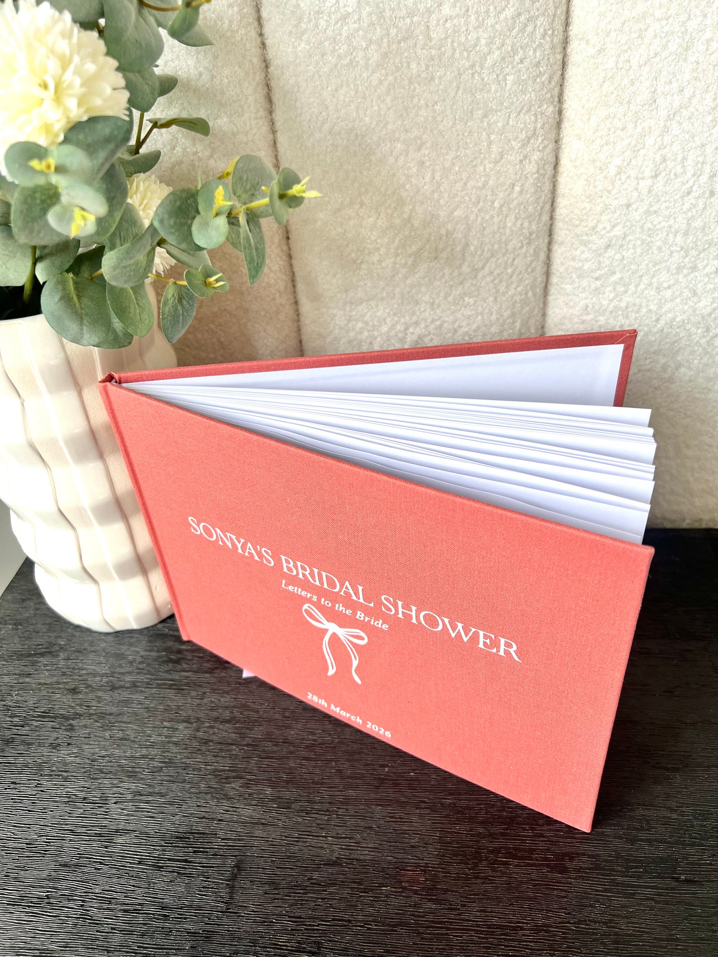 BOW BRIDAL SHOWER - Personalised Linen Guest Book