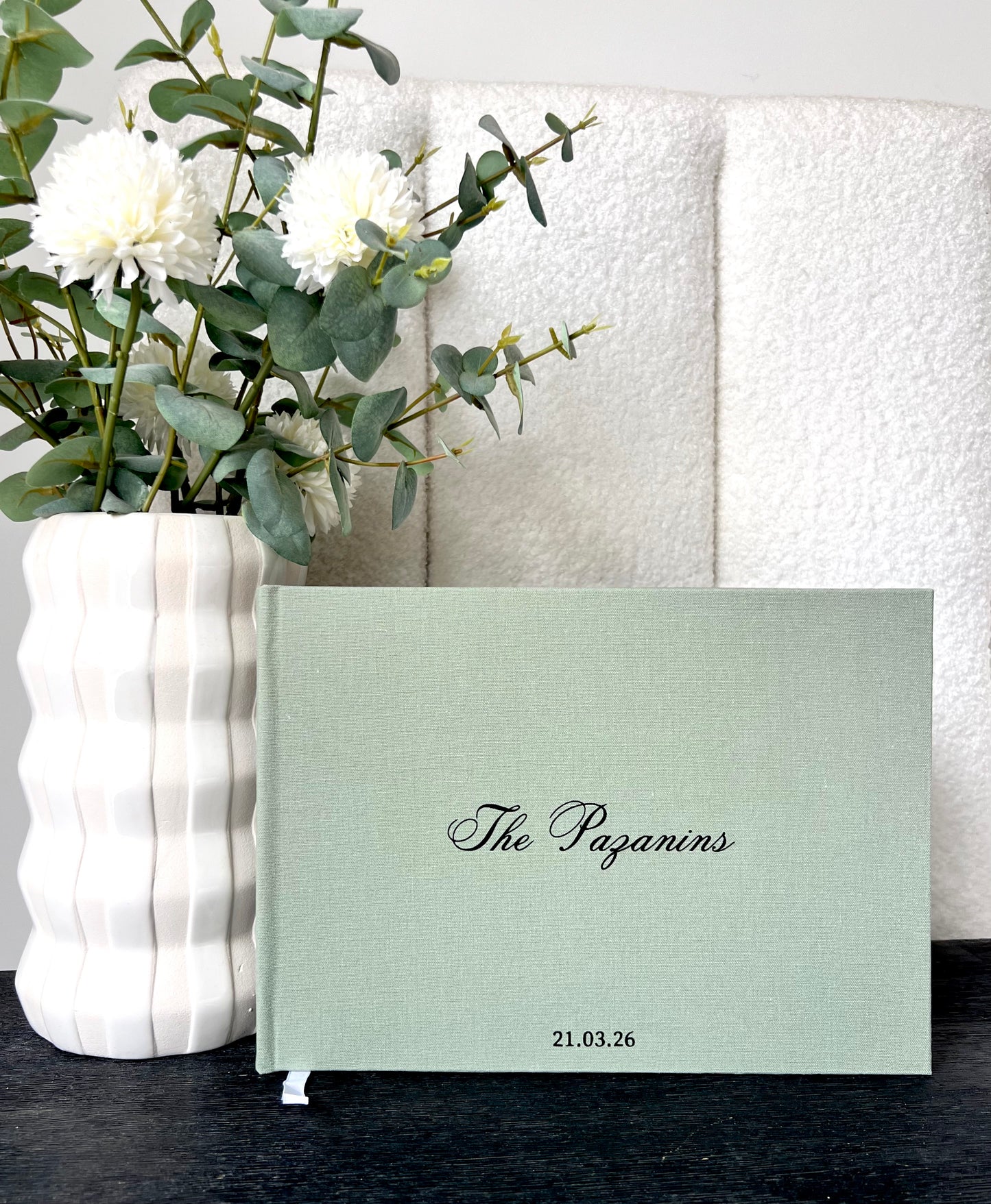 PAZANINS - Personalised Linen Guest Book