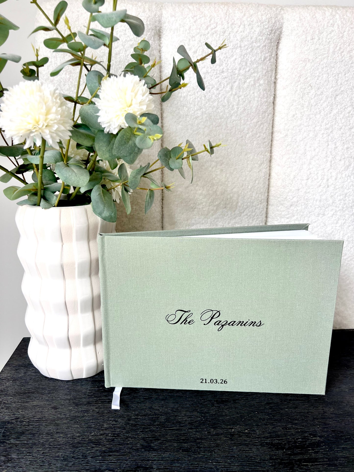 PAZANINS - Personalised Linen Guest Book