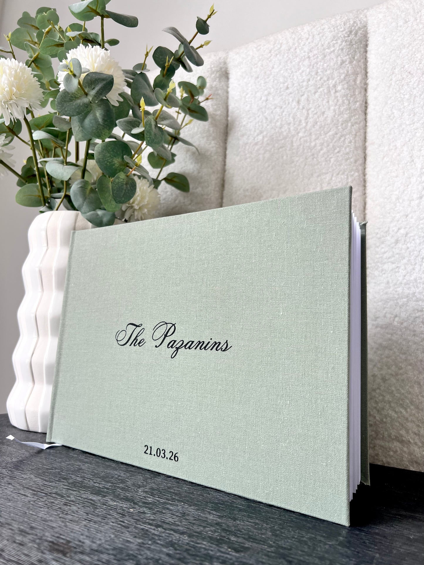 PAZANINS - Personalised Linen Guest Book