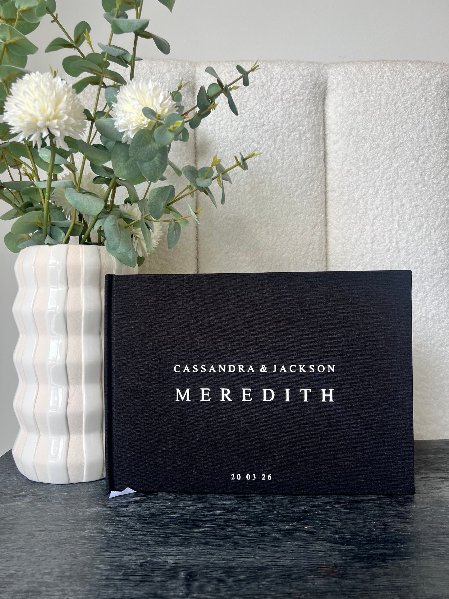 CASSANDRA - Personalised Linen Guest Book