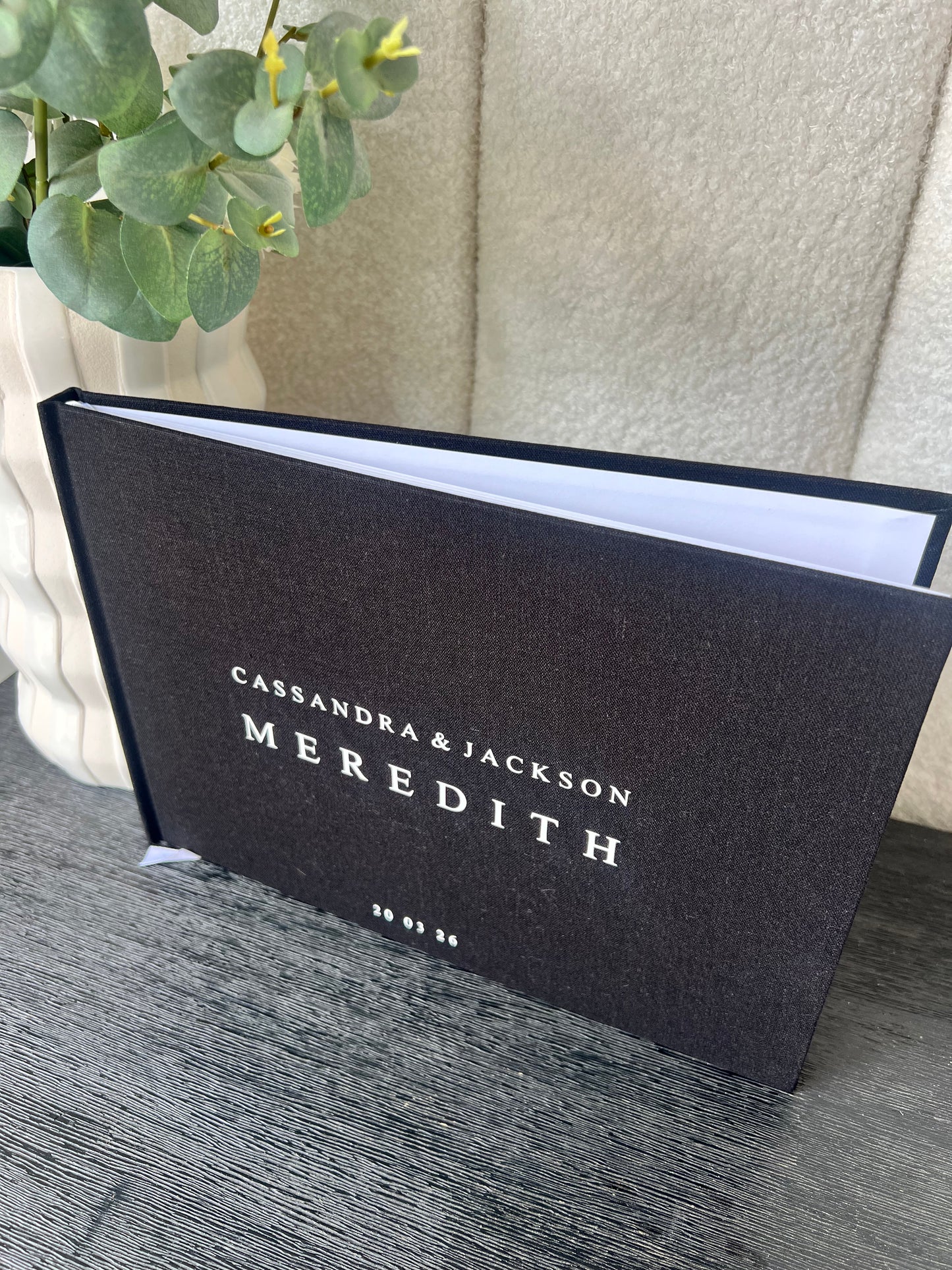 CASSANDRA - Personalised Linen Guest Book