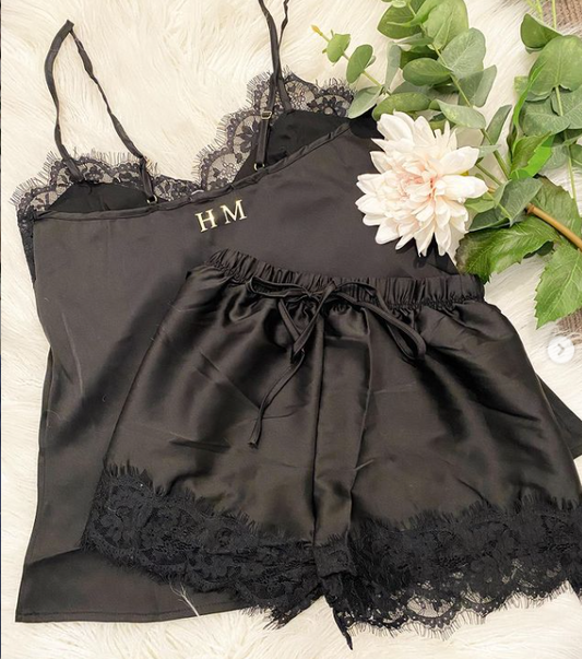 LACE CAMI + SHORTS BLACK