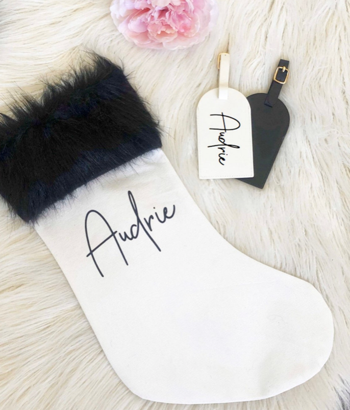 Personalized Luxe Christmas Stocking - White