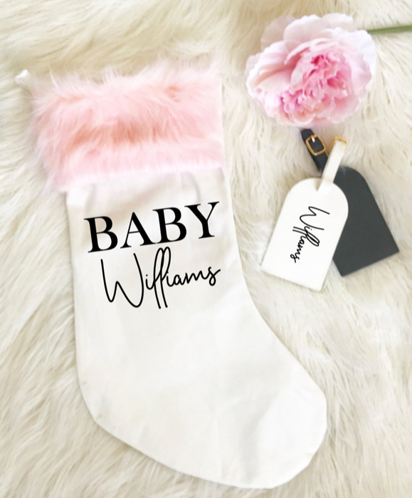 Personalized Luxe Christmas Stocking - Pink