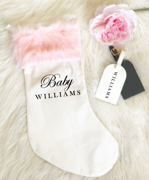 Personalized Luxe Christmas Stocking - Pink