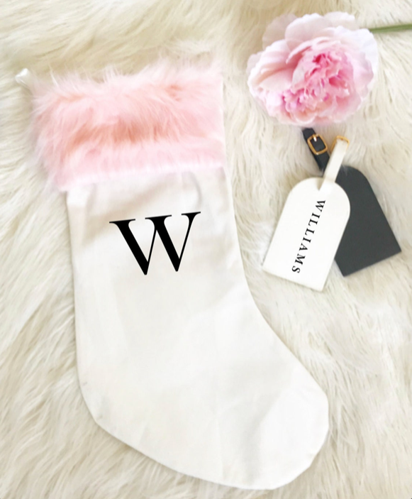 Personalized Luxe Christmas Stocking - Pink