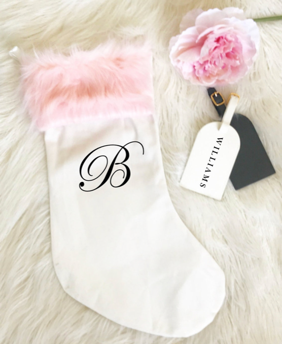 Personalized Luxe Christmas Stocking - Pink