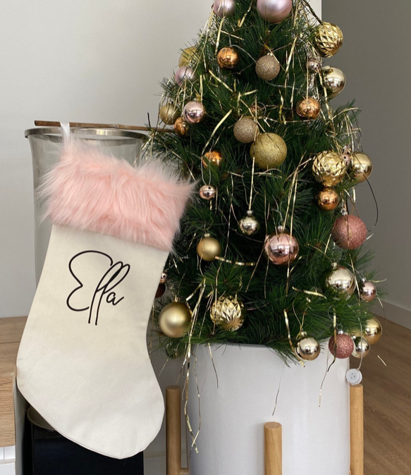 Personalized Luxe Christmas Stocking - Pink