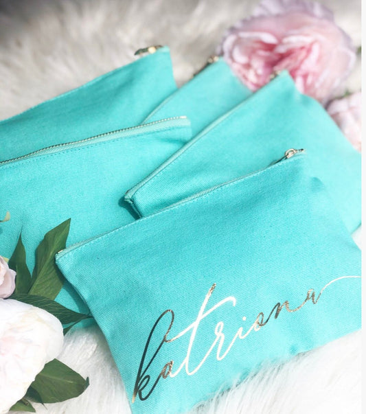PERSONALISED COSMETIC BAG - TEAL