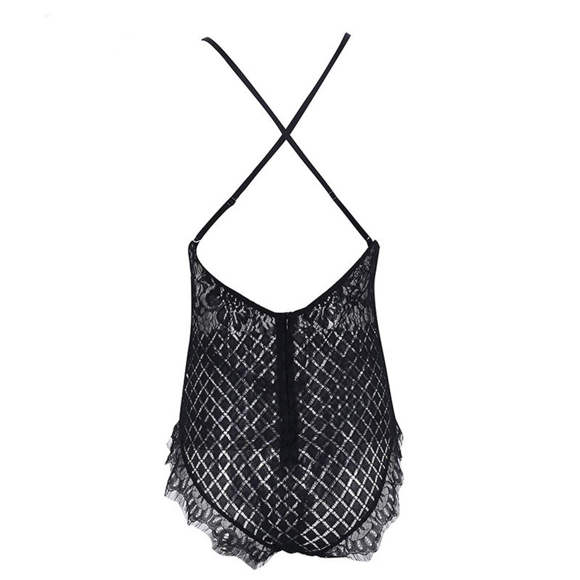 Lace Babydoll Bodysuit - Black