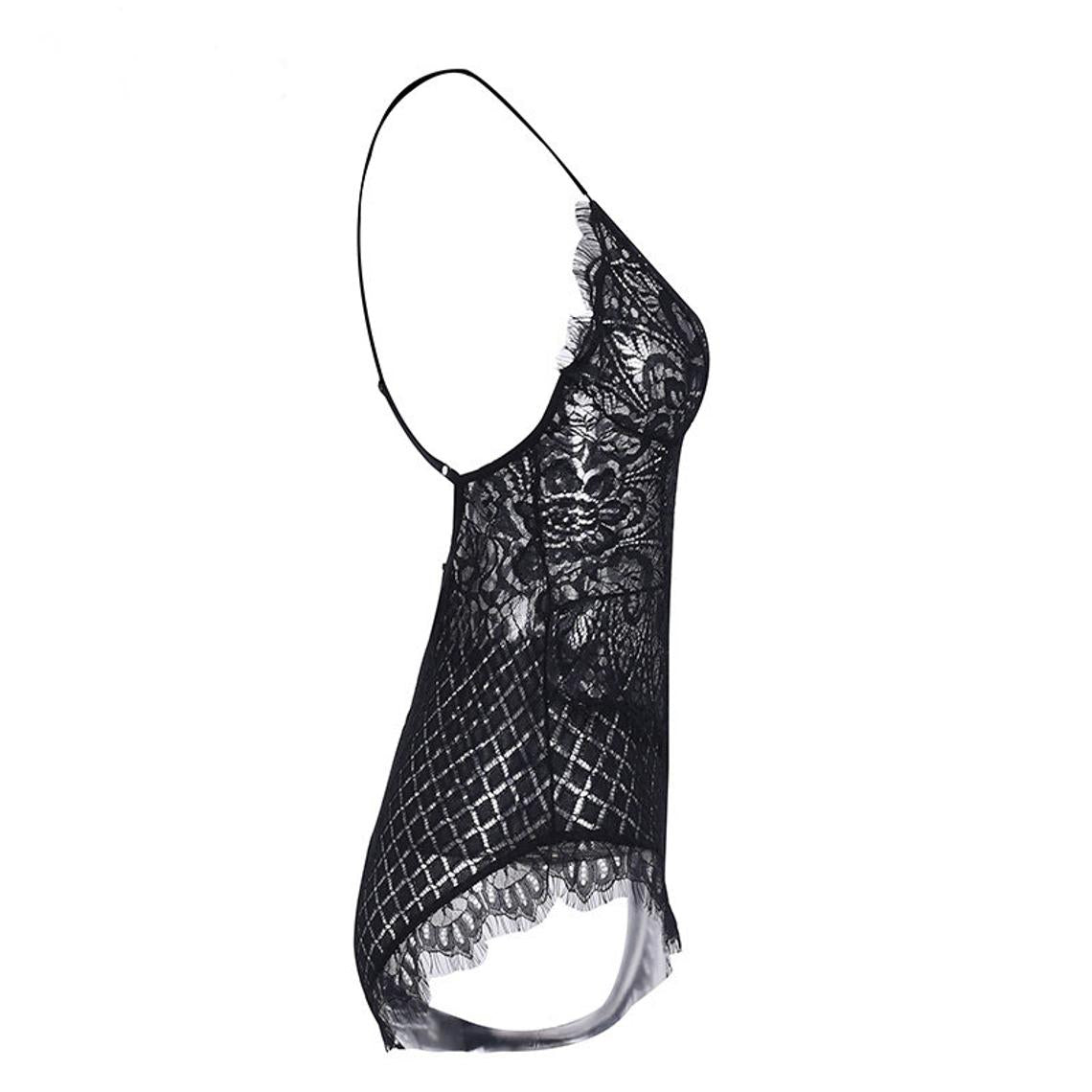 Lace Babydoll Bodysuit - Black