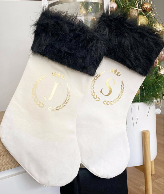 Personalized Luxe Christmas Stocking - White