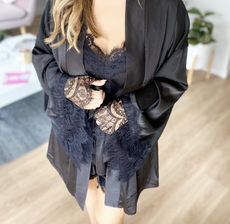 LACE CAMI + SHORTS BLACK