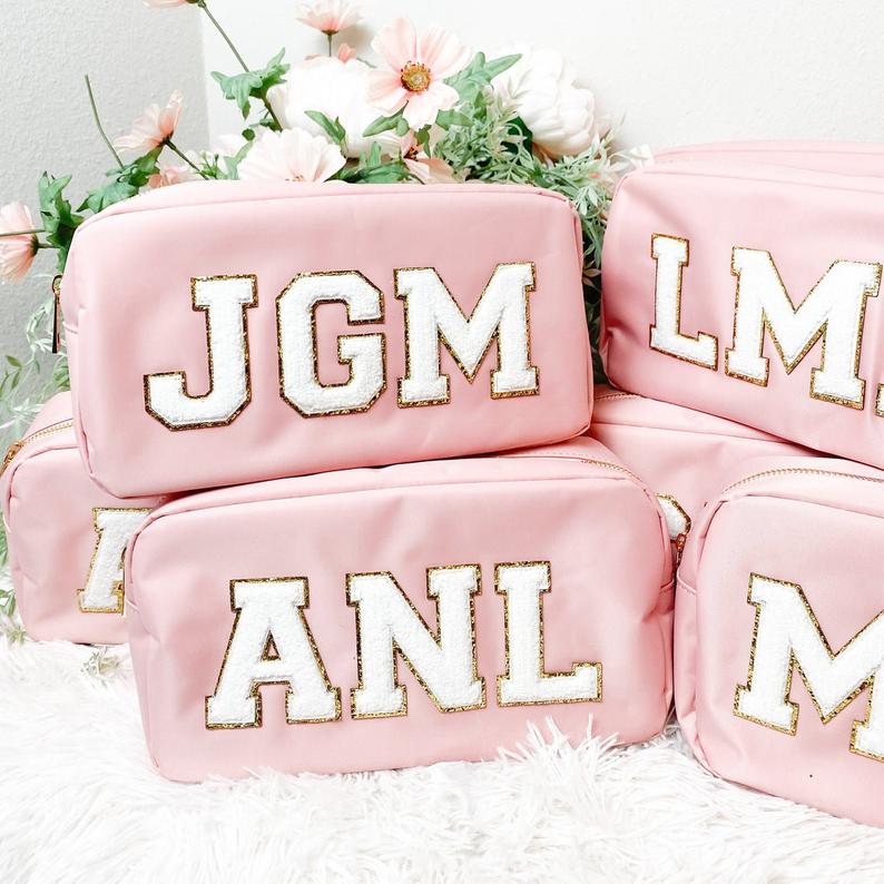 Pink Varsity Glitter Letter Chenille Initial Patch
