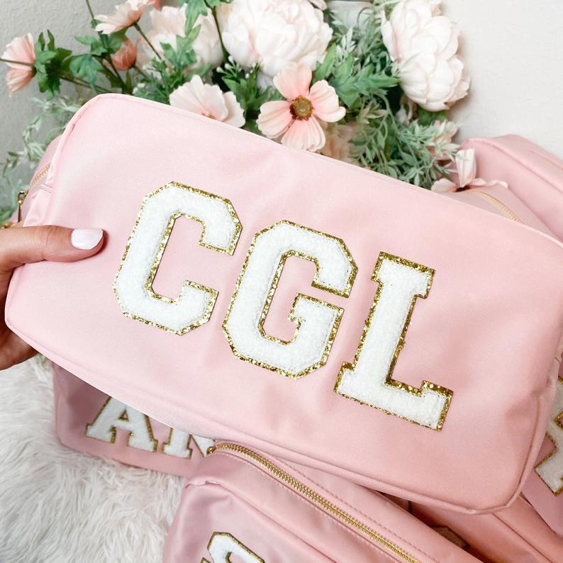 White Varsity Glitter Letter Chenille Initial Patch
